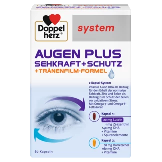 Abbildung der Produktverpackung Doppelherz system AUGEN PLUS SEHKRAFT + SCHUTZ Frontansicht